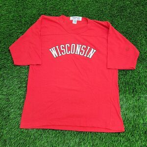 Vintage 80s Wisconsin Shirt Womens M/L Red
